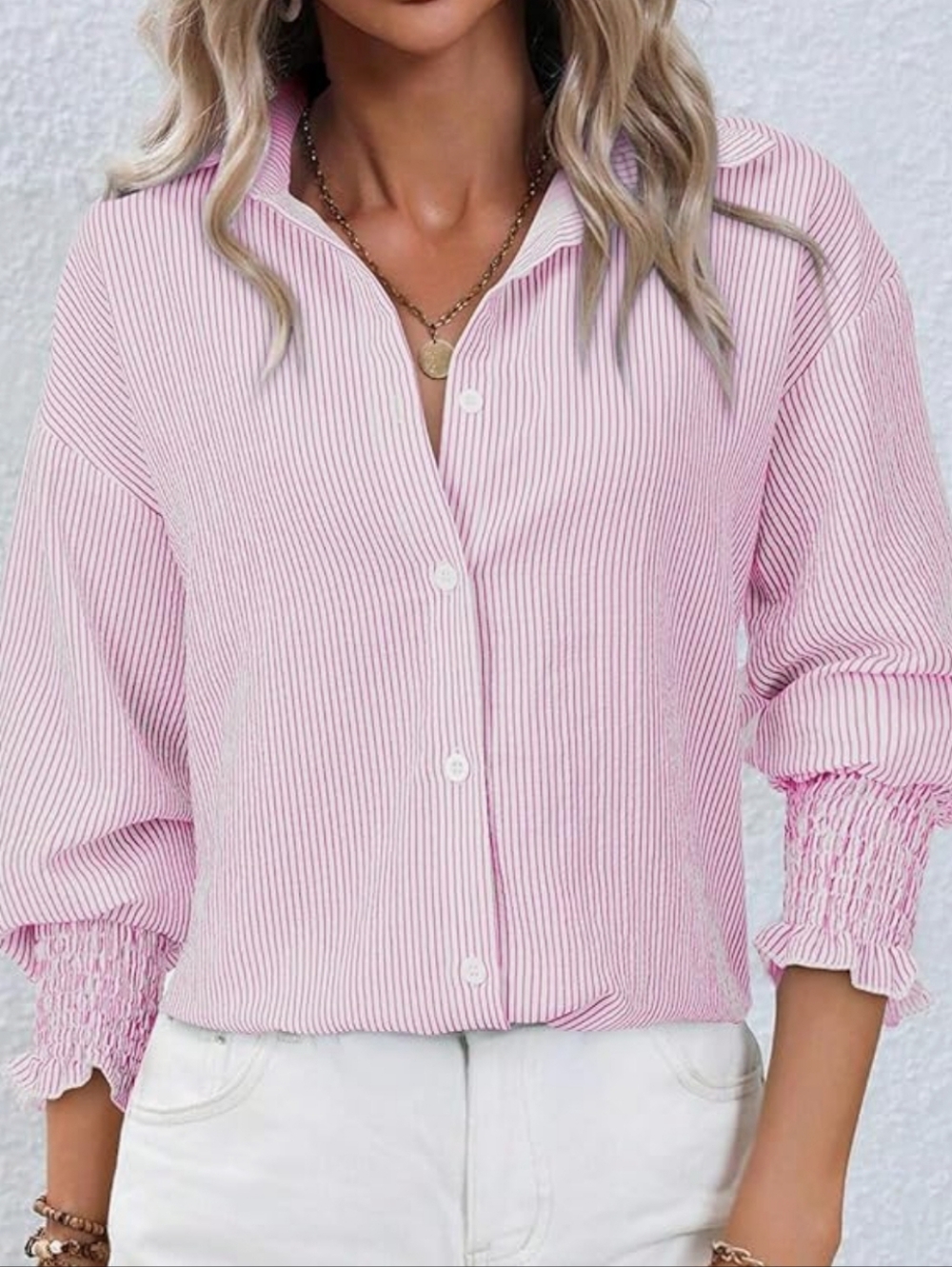 Gleeivy - Pink Stripe Button-Down Shirt